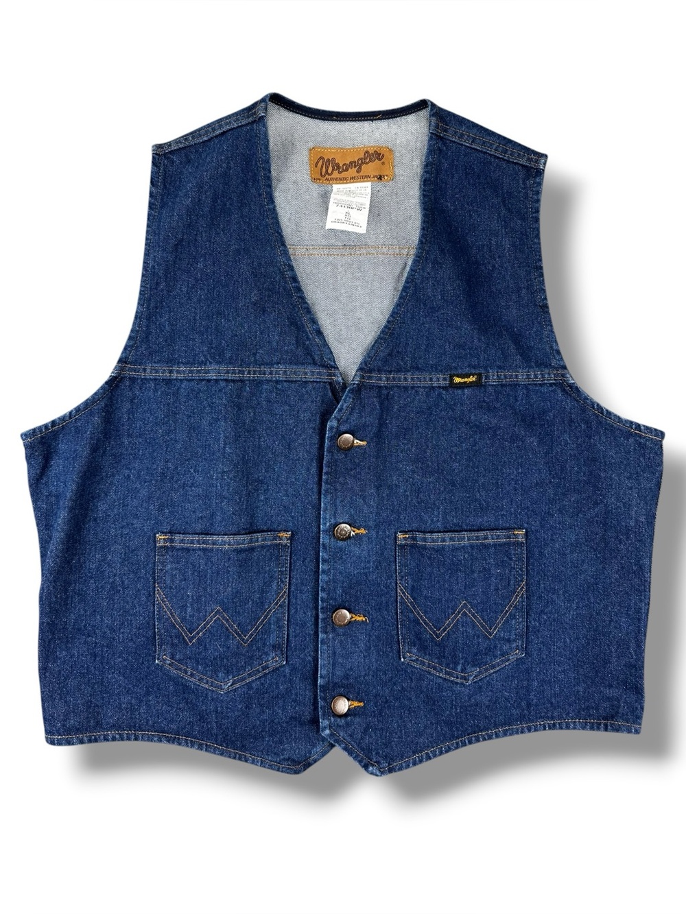 Wrangler Blue Denim Western Utility Vest with Front Pockets Size Extra Large XL